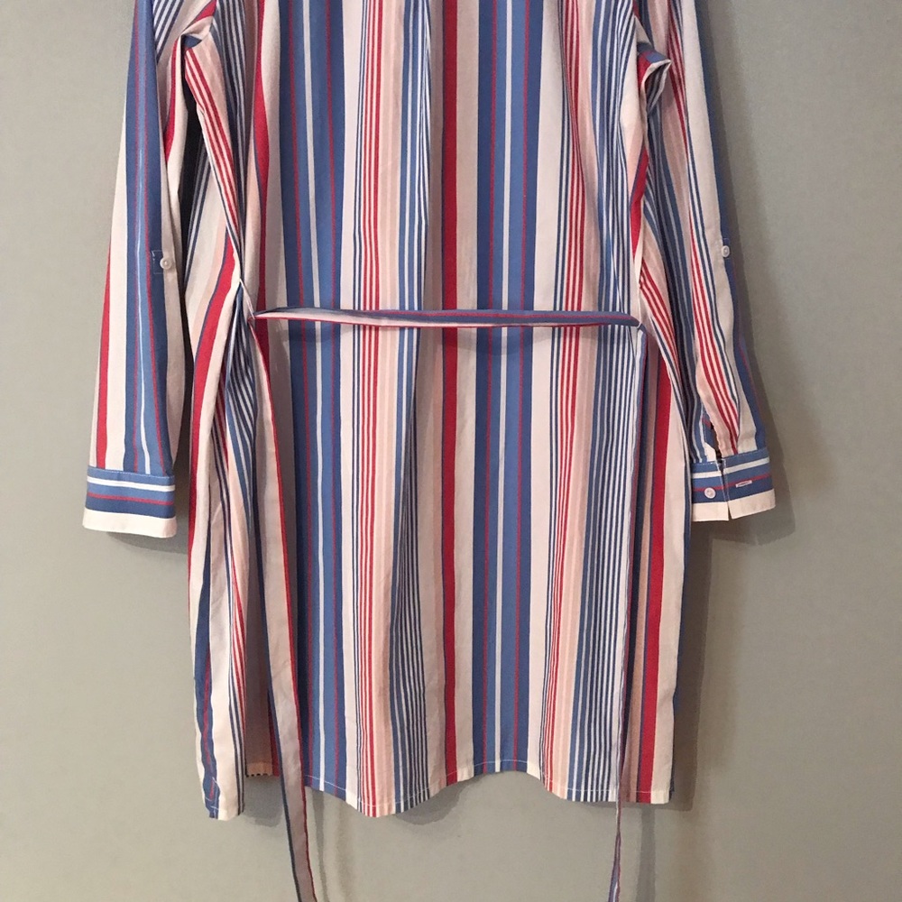 Button down Shirt Dress TOMMY HILFIGER Striped Belted Midi Dress XL Like new - Picture 6 of 16